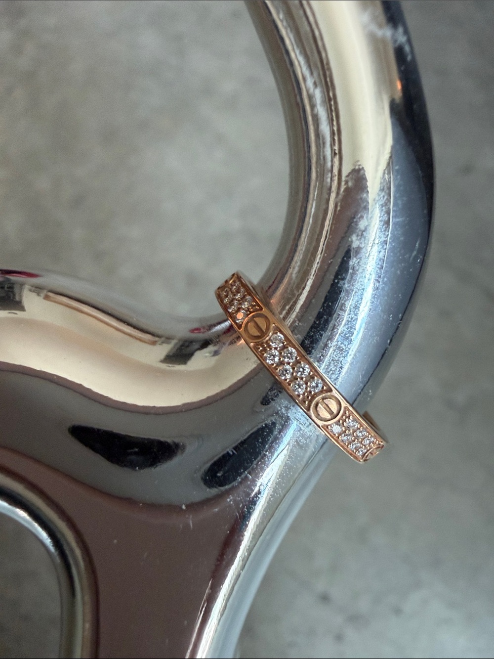 Cartier LOVE 18K Pink Gold Diamond 2.6mm Paved Band Ring 50 5.25 - Picture 4 of 10
